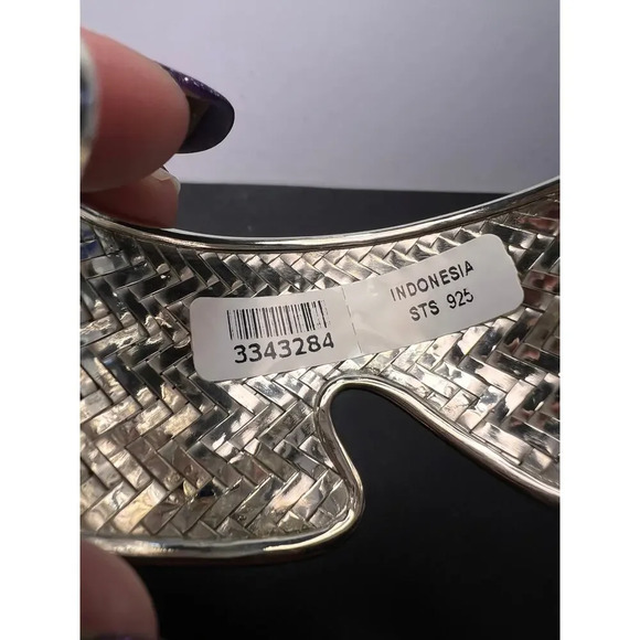 Sterling silver braided cuff bracelet - Picture 3 of 11